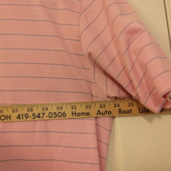Tiger Woods Collection Nike golf polo shirt mens Xl Xlarge pink striped dri-fit - Picture 4 of 8